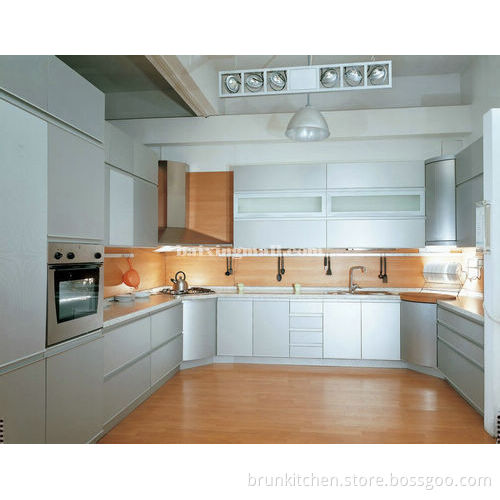 Hot Sell All White Low Budget U Shape Kitchen